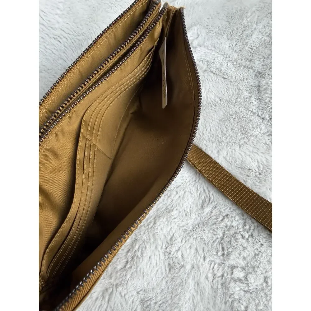 Lululemon Curved Wristlet Burnt Caramel Brown Gold Clutch PouchBag Travel Wallet